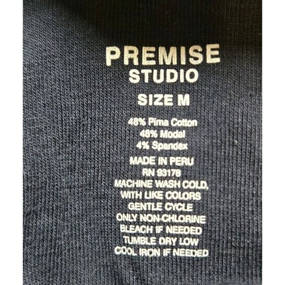 Premise Studio Ladies Navy Blue Turtle Neck Rough Edge Medium Womens Pima Cotton - Picture 5 of 5